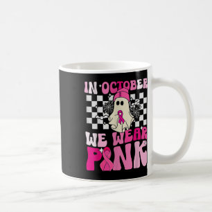 October We Wear Pink Funny Ghost Halloween Breast Coffee Mug