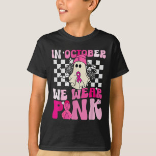 October We Wear Pink Funny Ghost Halloween Breast T-Shirt
