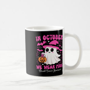October We Wear Pink Ghost Witch Breast Cancer Awa Coffee Mug