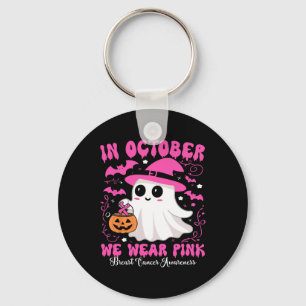October We Wear Pink Ghost Witch Breast Cancer Awa Key Ring