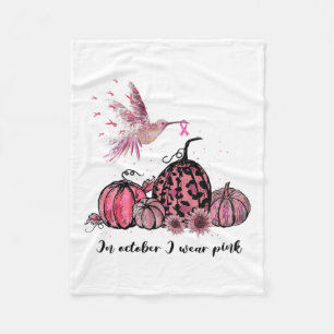 October We Wear Pink Hummingbird Breast Cancer Awa Fleece Blanket