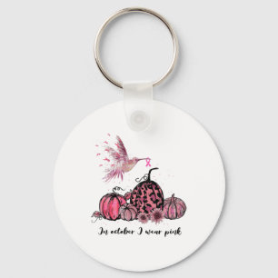 October We Wear Pink Hummingbird Breast Cancer Awa Key Ring