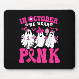 October We Wear Pink In October Halloween Ghost Mouse Mat
