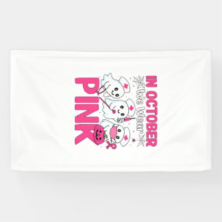 October We Wear Pink Nurse Breast Cancer Awareness Banner