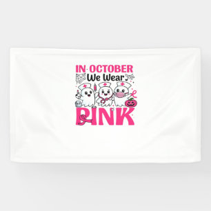 October We Wear Pink Nurse Breast Cancer Awareness Banner