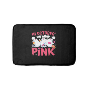 October We Wear Pink Nurse Breast Cancer Awareness Bath Mat