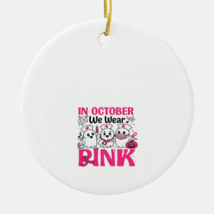 October We Wear Pink Nurse Breast Cancer Awareness Ceramic Tree Decoration