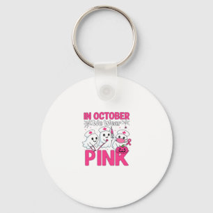 October We Wear Pink Nurse Breast Cancer Awareness Key Ring