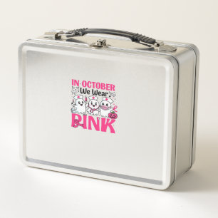 October We Wear Pink Nurse Breast Cancer Awareness Metal Lunch Box