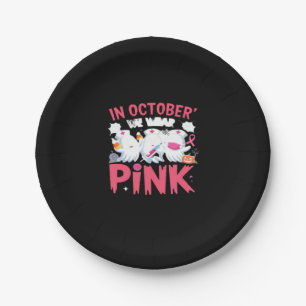 October We Wear Pink Nurse Breast Cancer Awareness Paper Plate