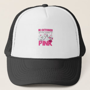 October We Wear Pink Nurse Breast Cancer Awareness Trucker Hat