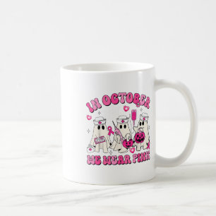 October We Wear Pink Nurse Ghost Halloween Breast Coffee Mug