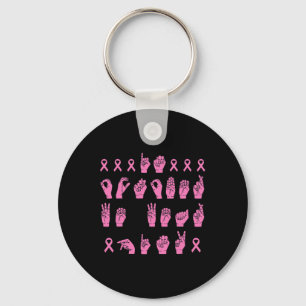 October We Wear Pink Sign Language Breast Cancer S Key Ring