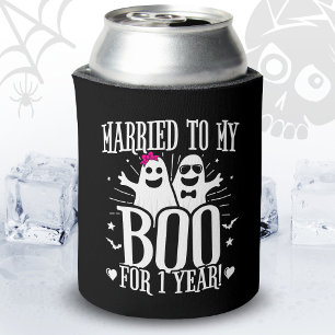 October Wedding Anniversary Funny 1st Anniversary Can Cooler