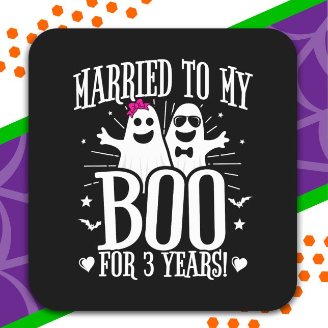 October Wedding Anniversary Funny 3rd Anniversary Square Sticker (Creator Uploaded)