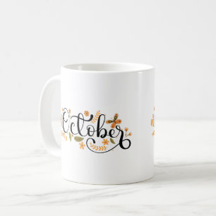 October Whimsy – Autumn Butterfly & Floral Script Coffee Mug