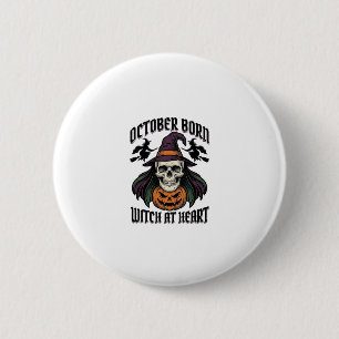October Witch Shirt Vintage Halloween Birthday Des 6 Cm Round Badge