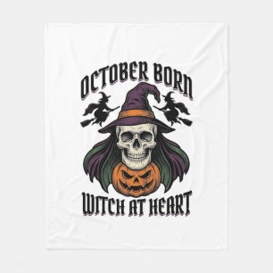 October Witch Shirt Vintage Halloween Birthday Des Fleece Blanket