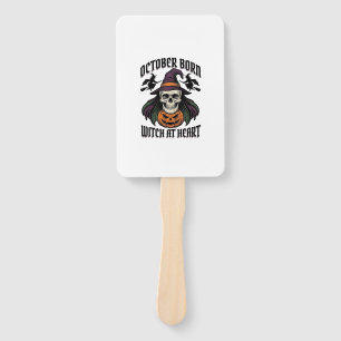 October Witch Shirt Vintage Halloween Birthday Des Hand Fan