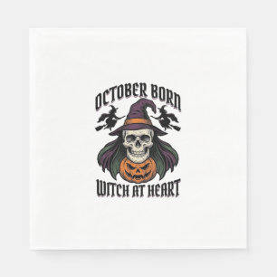 October Witch Shirt Vintage Halloween Birthday Des Napkin