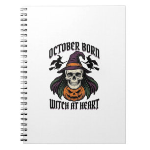 October Witch Shirt Vintage Halloween Birthday Des Notebook
