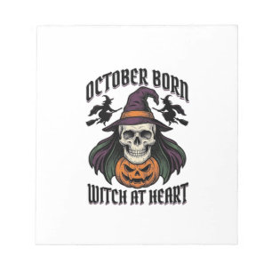 October Witch Shirt Vintage Halloween Birthday Des Notepad