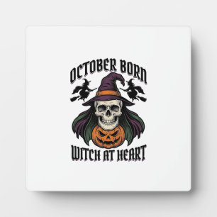 October Witch Shirt Vintage Halloween Birthday Des Plaque