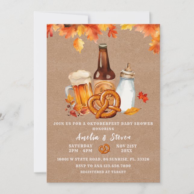 Octoberfest Beer & Bottles Baby Shower Invitation (Front)