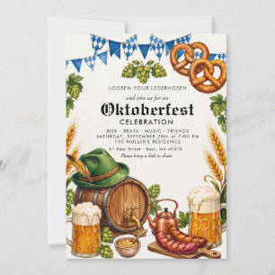 Octoberfest Beer German Festival Watercolor Invitation