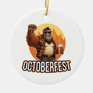 Octoberfest Bigfoot  Ceramic Tree Decoration