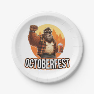 Octoberfest Bigfoot Paper Plate