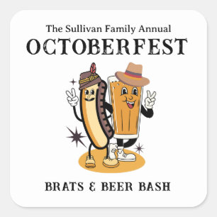 Octoberfest Brats and Beer Fall Party Retro Square Sticker