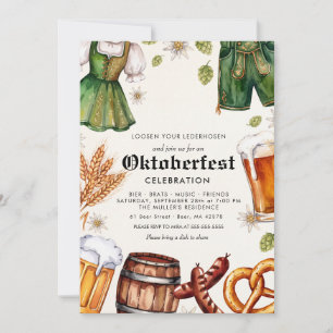 Octoberfest German Festival Beer Bavarian Pretzel Invitation