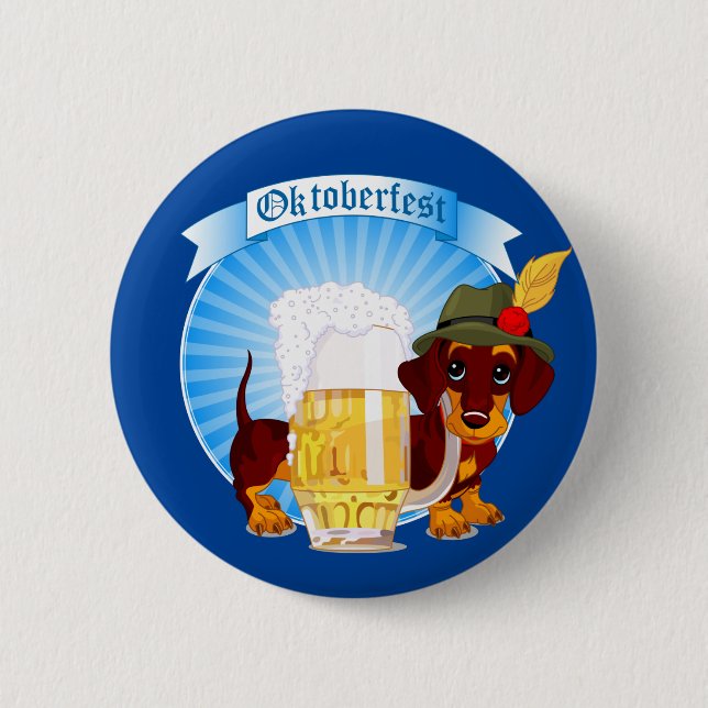 Octoberfest Wiener Dog  6 Cm Round Badge (Front)