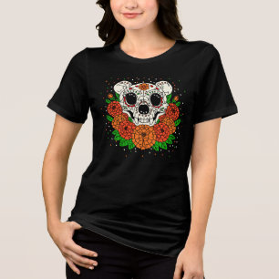October's Marigolds & Bear Skull Tri-Blend Shirt