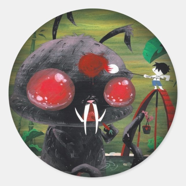 Octobunny - Fade to Black Classic Round Sticker (Front)