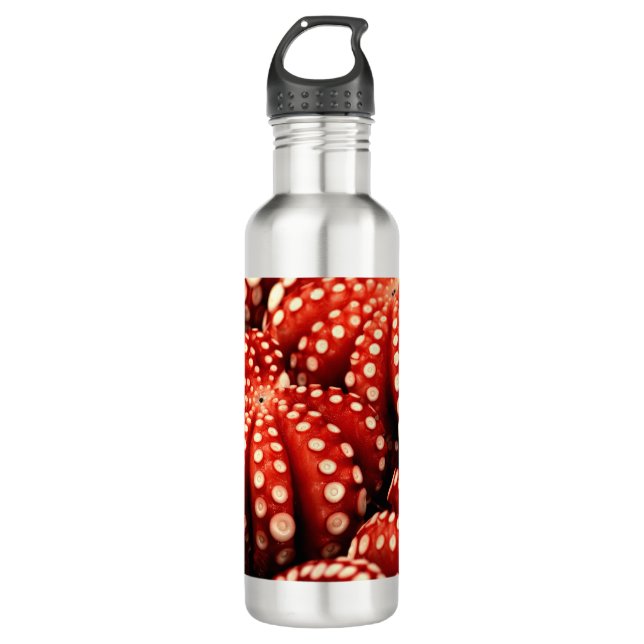 "Octopi Rouge" Stainless Steel Water Bottle (Front)