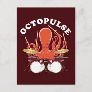 Octopulse   Octopus Drummer Postcard