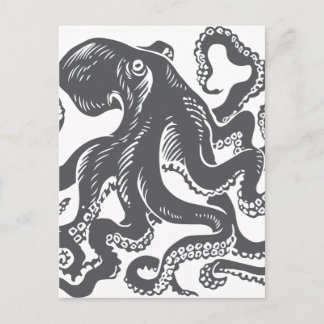 Octopus 1 black postcard