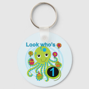 Octopus 1st Birthday T-shirts and Gifts Key Ring