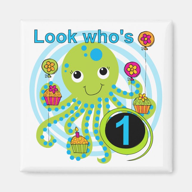 Octopus 1st Birthday T-shirts and Gifts Magnet (Front)