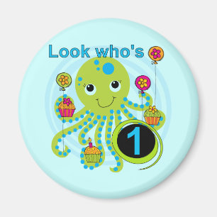 Octopus 1st Birthday T-shirts and Gifts Magnet
