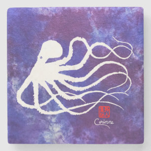 Octopus 2 White - Marble Coaster