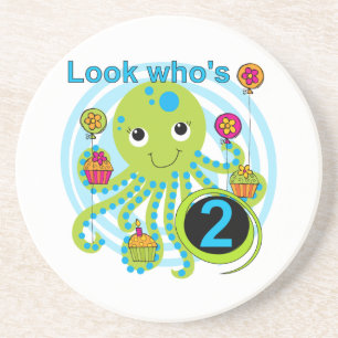 Octopus 2nd Birthday T shirts and Gifts Coaster