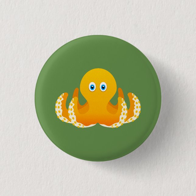 Octopus 3 Cm Round Badge (Front)