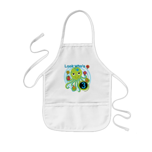 Octopus 3rd Birthday T-shirts and Gifts Kids Apron (Front)
