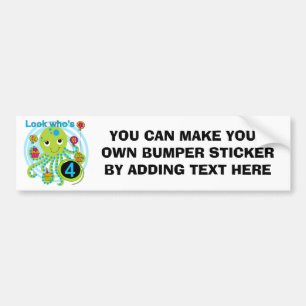 Octopus 4th Birthday T shirts and Gifts Bumper Sticker
