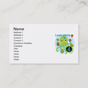 Octopus 4th Birthday T shirts and Gifts Business Card