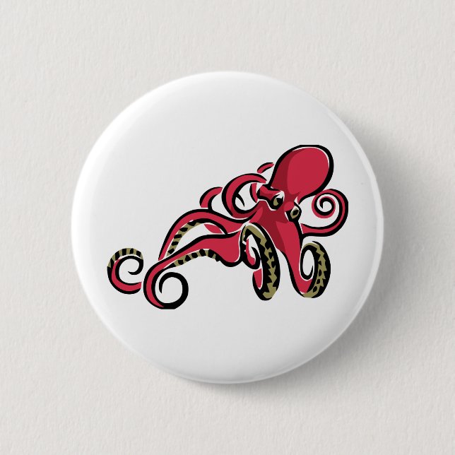 Octopus 6 Cm Round Badge (Front)