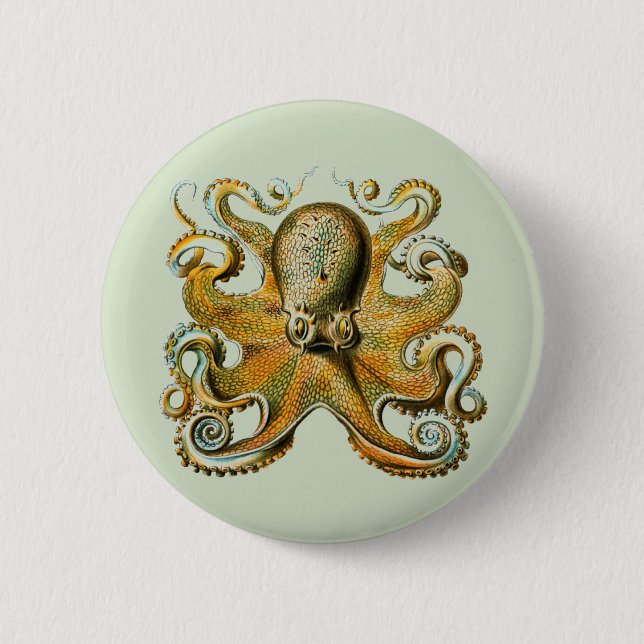 Octopus 6 Cm Round Badge (Front)